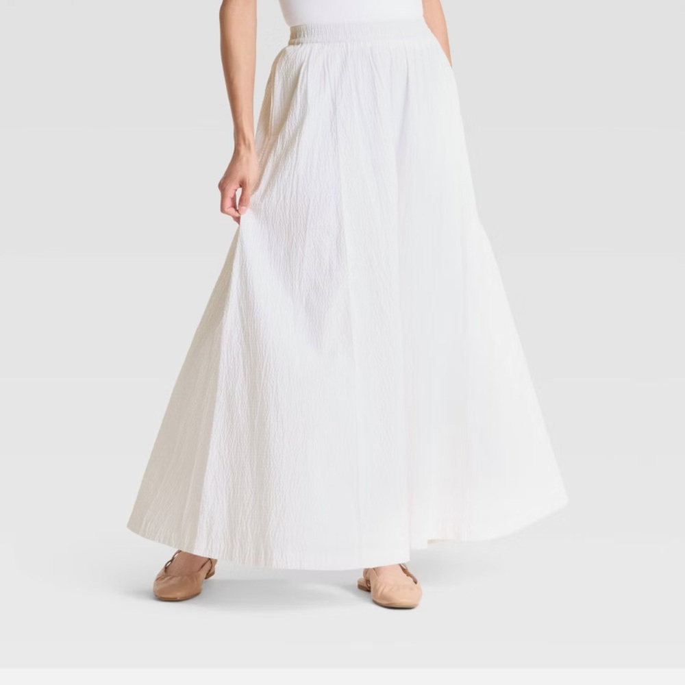 A-Line White Maxi Skirt